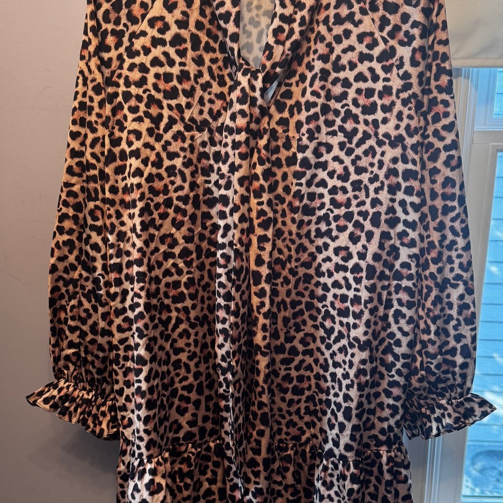 Alice Temperley Somerset Leopard Print Satin Finish dress. Size US 12.
